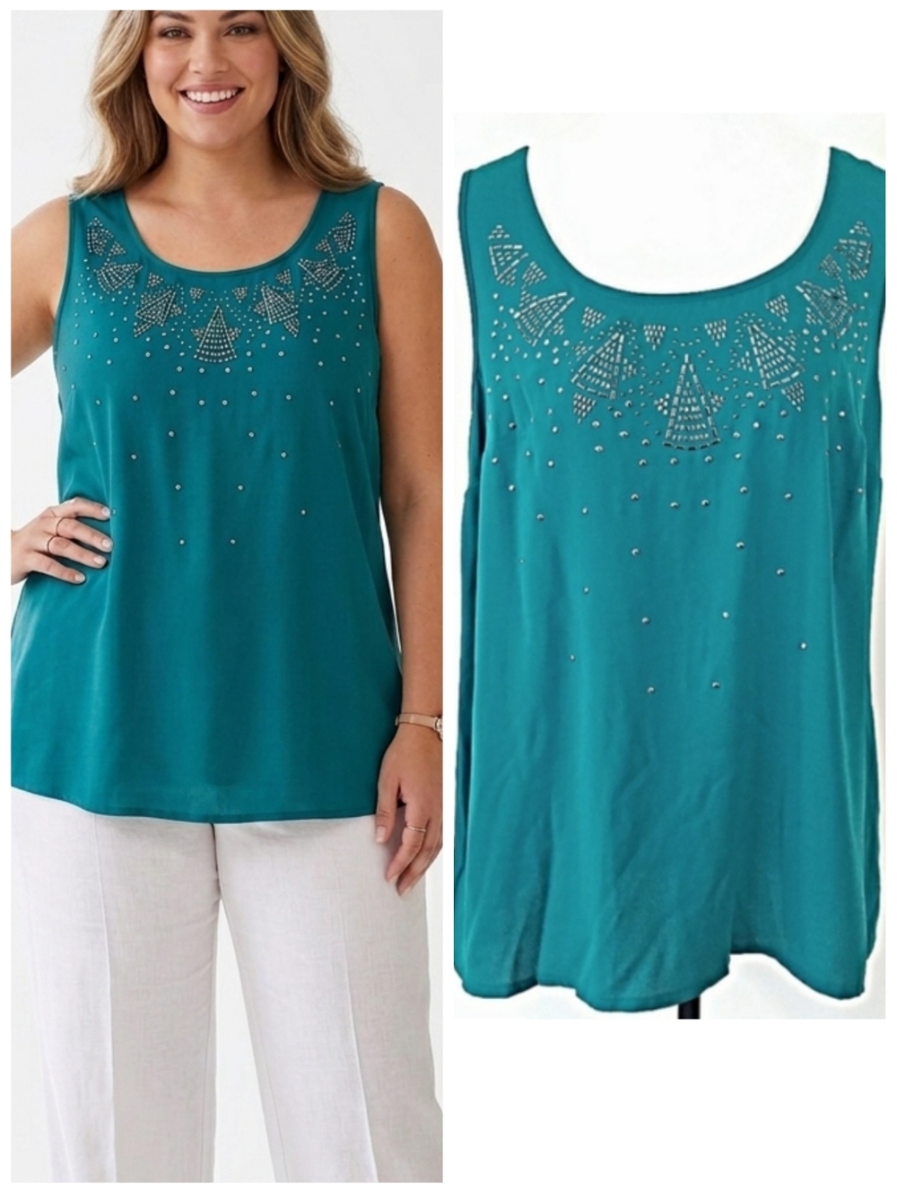 Apt. 9 Plus size dark teal green sleeveless blouse Women's plus size 0X NWT